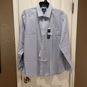 NWT George Mens XL Wrinkle Resistant Classic Fit Blue Check Button Up Shirt LS